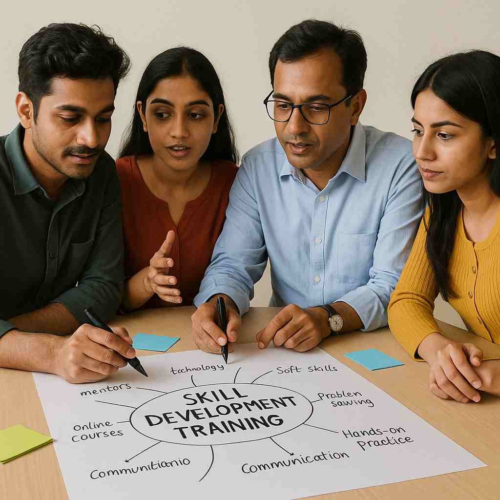 Indian-Trainees-Brainstorming-during-Skill-Development-Training